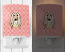 Checkerboard Pink Afghan Hound Ceramic Night Light Compact, UL-Certified, Ideal for Bedroom, Bathroom, Nursery, Hallway, Kitchen, 6x4x3, Multicolor