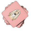 Checkerboard Pink Afghan Hound Foam Coasters Set of 4 Cup Coasters for Indoor Outdoor, Tabletop Protection, Anti Slip, Mouse pad Material