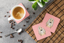 Checkerboard Pink Afghan Hound Foam Coasters Set of 4 Cup Coasters for Indoor Outdoor, Tabletop Protection, Anti Slip, Mouse pad Material