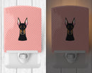 Checkerboard Pink Doberman Ceramic Night Light Compact, UL-Certified, Ideal for Bedroom, Bathroom, Nursery, Hallway, Kitchen, 6x4x3, Multicolor