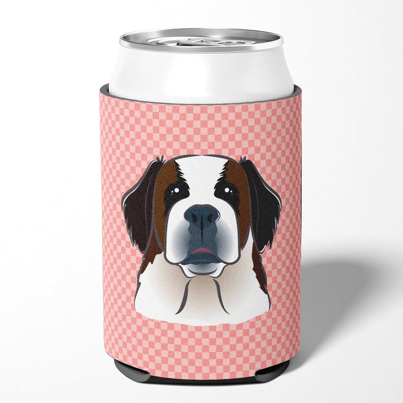 Checkerboard Pink Saint Bernard Can or Bottle Hugger BB1246CC