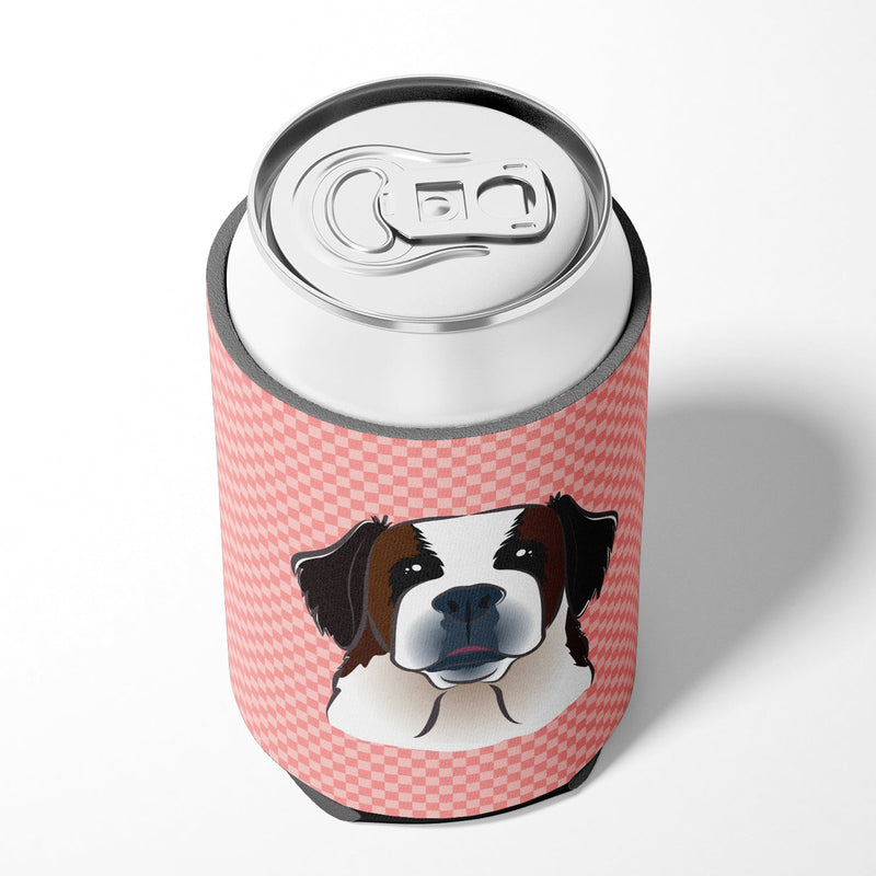 Checkerboard Pink Saint Bernard Can or Bottle Hugger BB1246CC