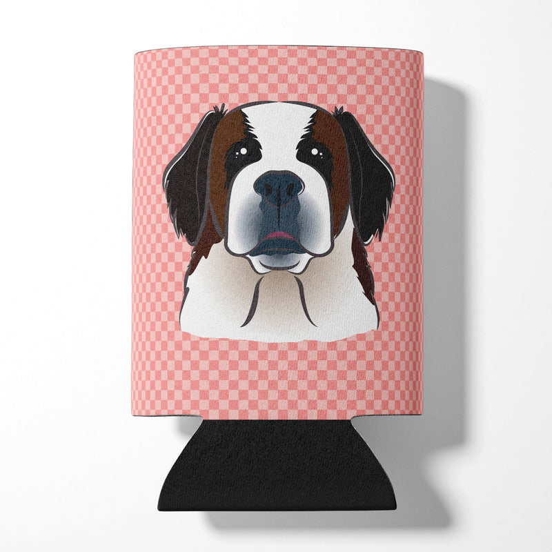 Checkerboard Pink Saint Bernard Can or Bottle Hugger BB1246CC