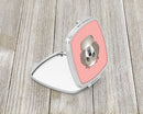 Checkerboard Pink Gray Silver Shih Tzu Compact Mirror Decorative Travel Makeup Mirror for Women Girls Gifts Pocket Makeup Mirror Folding Handheld