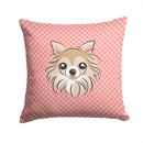 Checkerboard Pink Chihuahua Decorative Throw Pillow 14x14 Indoor Outdoor Accent Cushion, Fabric Cover with Insert for Sofa, Bed, Porch & Living Room
