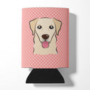 Checkerboard Pink Golden Retriever Can or Bottle Hugger Cooler Sleeve for Standard 12 oz Cans, Insulated Foam Beer & Soda Can Hugger Reusable