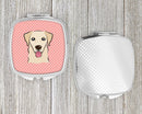 Checkerboard Pink Golden Retriever Compact Mirror – Stylish Purse Mirror with Artistic Covers BB1252SCM