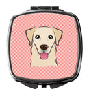 Checkerboard Pink Golden Retriever Compact Mirror – Stylish Purse Mirror with Artistic Covers BB1252SCM