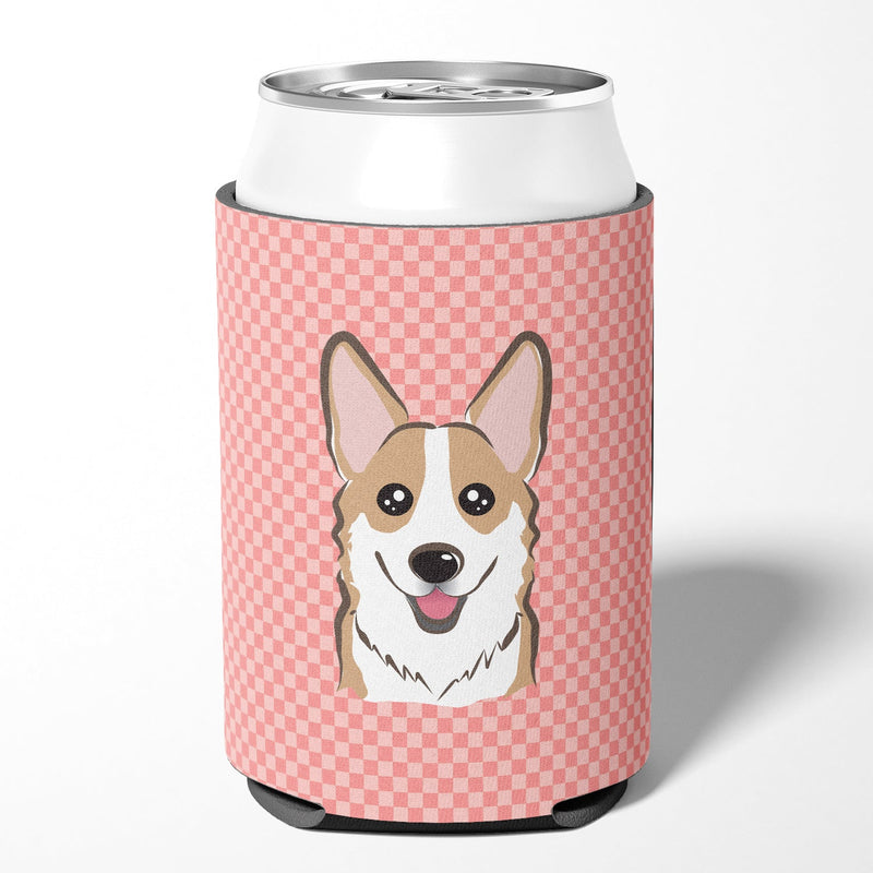 Checkerboard Pink Corgi Can or Bottle Hugger BB1253CC