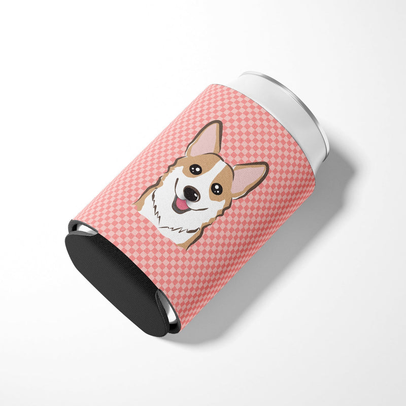 Checkerboard Pink Corgi Can or Bottle Hugger BB1253CC