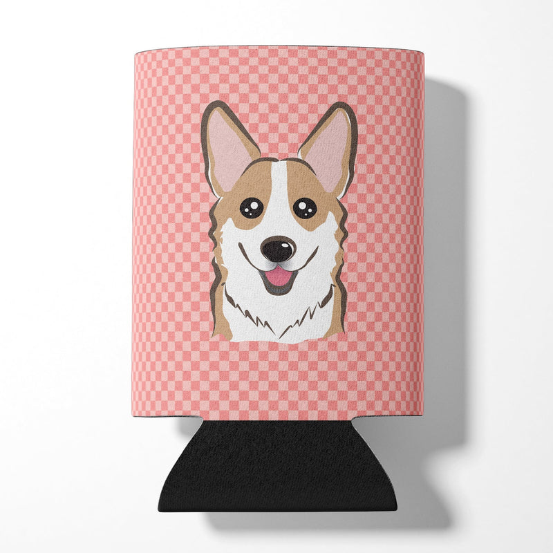 Checkerboard Pink Corgi Can or Bottle Hugger BB1253CC