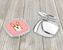 Checkerboard Pink Corgi Compact Mirror Decorative Travel Makeup Mirror for Women Girls Gifts Pocket Makeup Mirror Folding Handheld