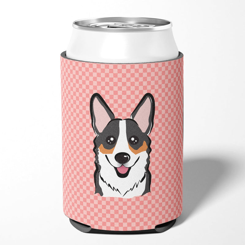 Checkerboard Pink Corgi Can or Bottle Hugger BB1255CC