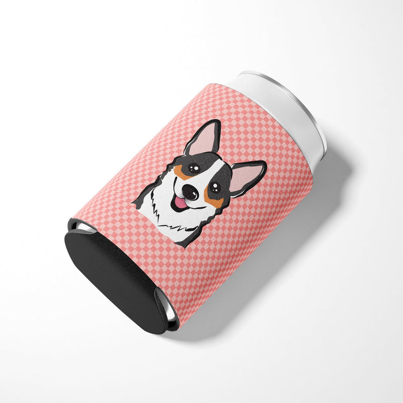 Checkerboard Pink Corgi Can or Bottle Hugger BB1255CC