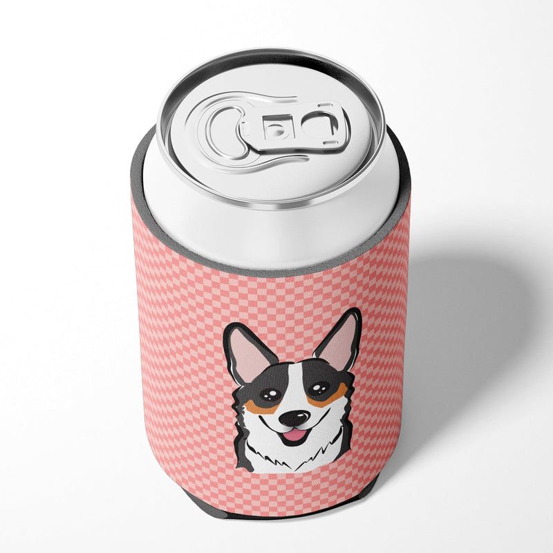 Checkerboard Pink Corgi Can or Bottle Hugger BB1255CC