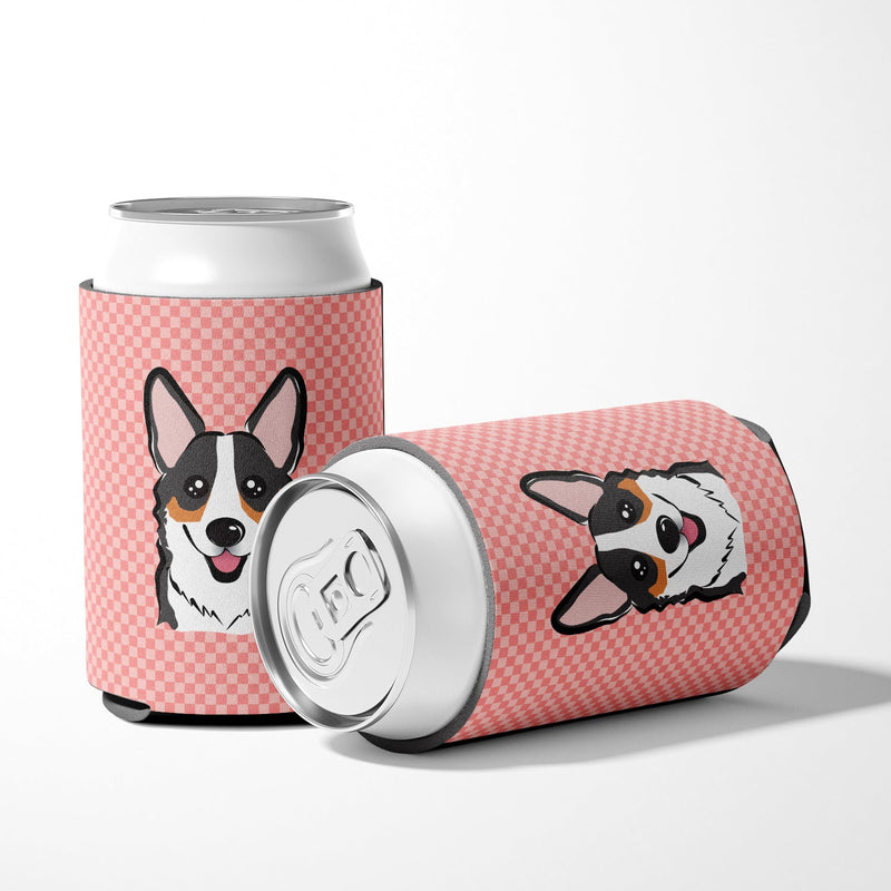 Checkerboard Pink Corgi Can or Bottle Hugger BB1255CC