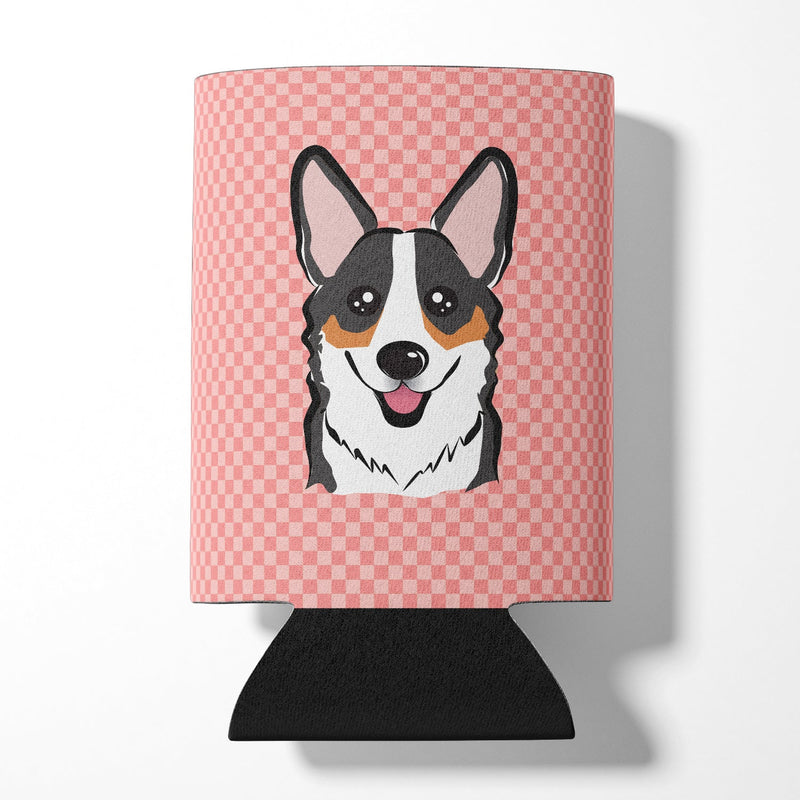 Checkerboard Pink Corgi Can or Bottle Hugger BB1255CC