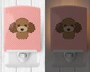 Checkerboard Pink Chocolate Brown Poodle Ceramic Night Light Compact, UL-Certified, Ideal for Bedroom, Bathroom, Nursery, Hallway, Kitchen, 6x4x3, Multicolor