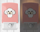 Checkerboard Pink White Poodle Ceramic Night Light Compact, UL-Certified, Ideal for Bedroom, Bathroom, Nursery, Hallway, Kitchen, 6x4x3, Multicolor