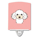 Checkerboard Pink White Poodle Ceramic Night Light Compact, UL-Certified, Ideal for Bedroom, Bathroom, Nursery, Hallway, Kitchen, 6x4x3, Multicolor