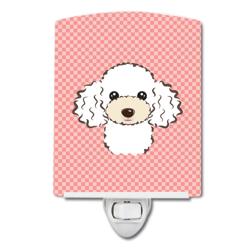 Checkerboard Pink White Poodle Ceramic Night Light BB1257CNL