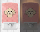 Checkerboard Pink Buff Poodle Ceramic Night Light Compact, UL-Certified, Ideal for Bedroom, Bathroom, Nursery, Hallway, Kitchen, 6x4x3, Multicolor