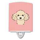 Checkerboard Pink Buff Poodle Ceramic Night Light Compact, UL-Certified, Ideal for Bedroom, Bathroom, Nursery, Hallway, Kitchen, 6x4x3, Multicolor