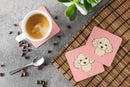 Checkerboard Pink Buff Poodle Foam Coasters Set of 4 Cup Coasters for Indoor Outdoor, Tabletop Protection, Anti Slip, Mouse pad Material