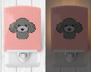 Checkerboard Pink Silver Gray Poodle Ceramic Night Light Compact, UL-Certified, Ideal for Bedroom, Bathroom, Nursery, Hallway, Kitchen, 6x4x3, Multicolor
