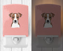 Checkerboard Pink Jack Russell Terrier Ceramic Night Light Compact, UL-Certified, Ideal for Bedroom, Bathroom, Nursery, Hallway, Kitchen, 6x4x3, Multicolor