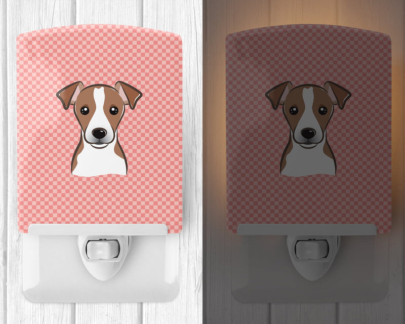Checkerboard Pink Jack Russell Terrier Ceramic Night Light BB1260CNL