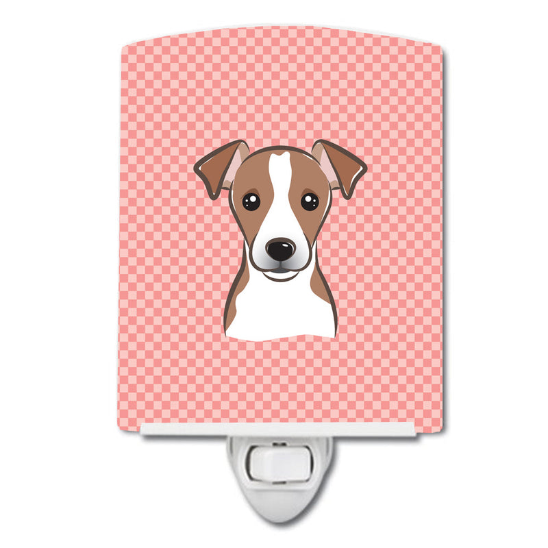 Checkerboard Pink Jack Russell Terrier Ceramic Night Light BB1260CNL