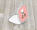 Checkerboard Pink Jack Russell Terrier Compact Mirror Decorative Travel Makeup Mirror for Women Girls Gifts Pocket Makeup Mirror Folding Handheld