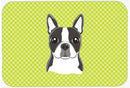 Checkerboard Lime Green Boston Terrier Mouse Pad, Heat Resistant Trivet Hot Pad , Non Slip Rubber Desk Mat, Kitchen Counter Protector, Home Office Decor Gift