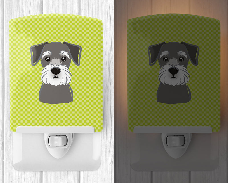 Checkerboard Lime Green Schnauzer Ceramic Night Light BB1268CNL