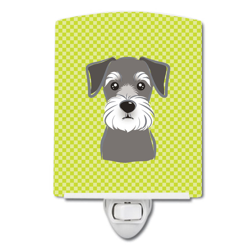 Checkerboard Lime Green Schnauzer Ceramic Night Light BB1268CNL