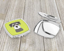 Checkerboard Lime Green Schnauzer Compact Mirror Decorative Travel Makeup Mirror for Women Girls Gifts Pocket Makeup Mirror Folding Handheld