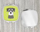 Checkerboard Lime Green Schnauzer Compact Mirror Decorative Travel Makeup Mirror for Women Girls Gifts Pocket Makeup Mirror Folding Handheld
