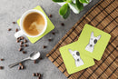 Checkerboard Lime Green Bull Terrier Foam Coasters Set of 4 Cup Coasters for Indoor Outdoor, Tabletop Protection, Anti Slip, Mouse pad Material