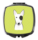 Checkerboard Lime Green Bull Terrier Compact Mirror Decorative Travel Makeup Mirror for Women Girls Gifts Pocket Makeup Mirror Folding Handheld