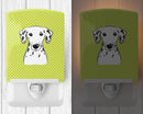 Checkerboard Lime Green Dalmatian Ceramic Night Light Compact, UL-Certified, Ideal for Bedroom, Bathroom, Nursery, Hallway, Kitchen, 6x4x3, Multicolor