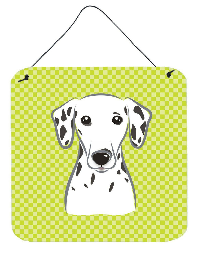 Checkerboard Lime Green Dalmatian Wall or Door Hanging Prints BB1272DS66