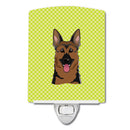 Checkerboard Lime Green German Shepherd Ceramic Night Light Compact, UL-Certified, Ideal for Bedroom, Bathroom, Nursery, Hallway, Kitchen, 6x4x3, Multicolor