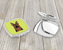 Checkerboard Lime Green German Shepherd Compact Mirror Decorative Travel Makeup Mirror for Women Girls Gifts Pocket Makeup Mirror Folding Handheld
