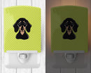 Checkerboard Lime Green Smooth Black and Tan Dachshund Ceramic Night Light Compact, UL-Certified, Ideal for Bedroom, Bathroom, Nursery, Hallway, Kitchen, 6x4x3, Multicolor