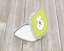 Checkerboard Lime Green Bichon Frise Compact Mirror Decorative Travel Makeup Mirror for Women Girls Gifts Pocket Makeup Mirror Folding Handheld