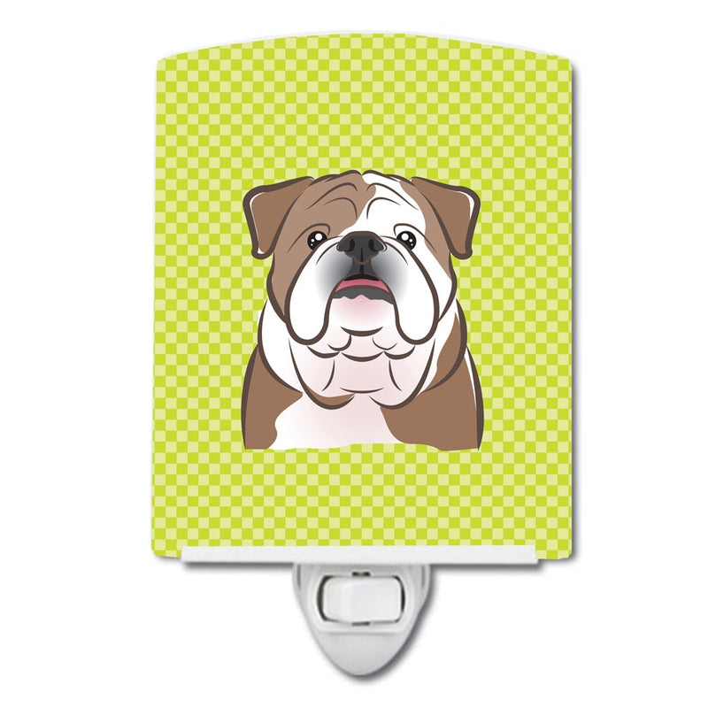 Checkerboard Lime Green English Bulldog  Ceramic Night Light BB1281CNL