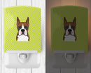 Checkerboard Lime Green Boxer Ceramic Night Light Compact, UL-Certified, Ideal for Bedroom, Bathroom, Nursery, Hallway, Kitchen, 6x4x3, Multicolor