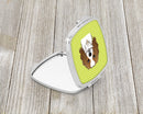 Checkerboard Lime Green Cavalier Spaniel Compact Mirror Decorative Travel Makeup Mirror for Women Girls Gifts Pocket Makeup Mirror Folding Handheld