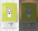 Checkerboard Lime Green Westie Ceramic Night Light Compact, UL-Certified, Ideal for Bedroom, Bathroom, Nursery, Hallway, Kitchen, 6x4x3, Multicolor